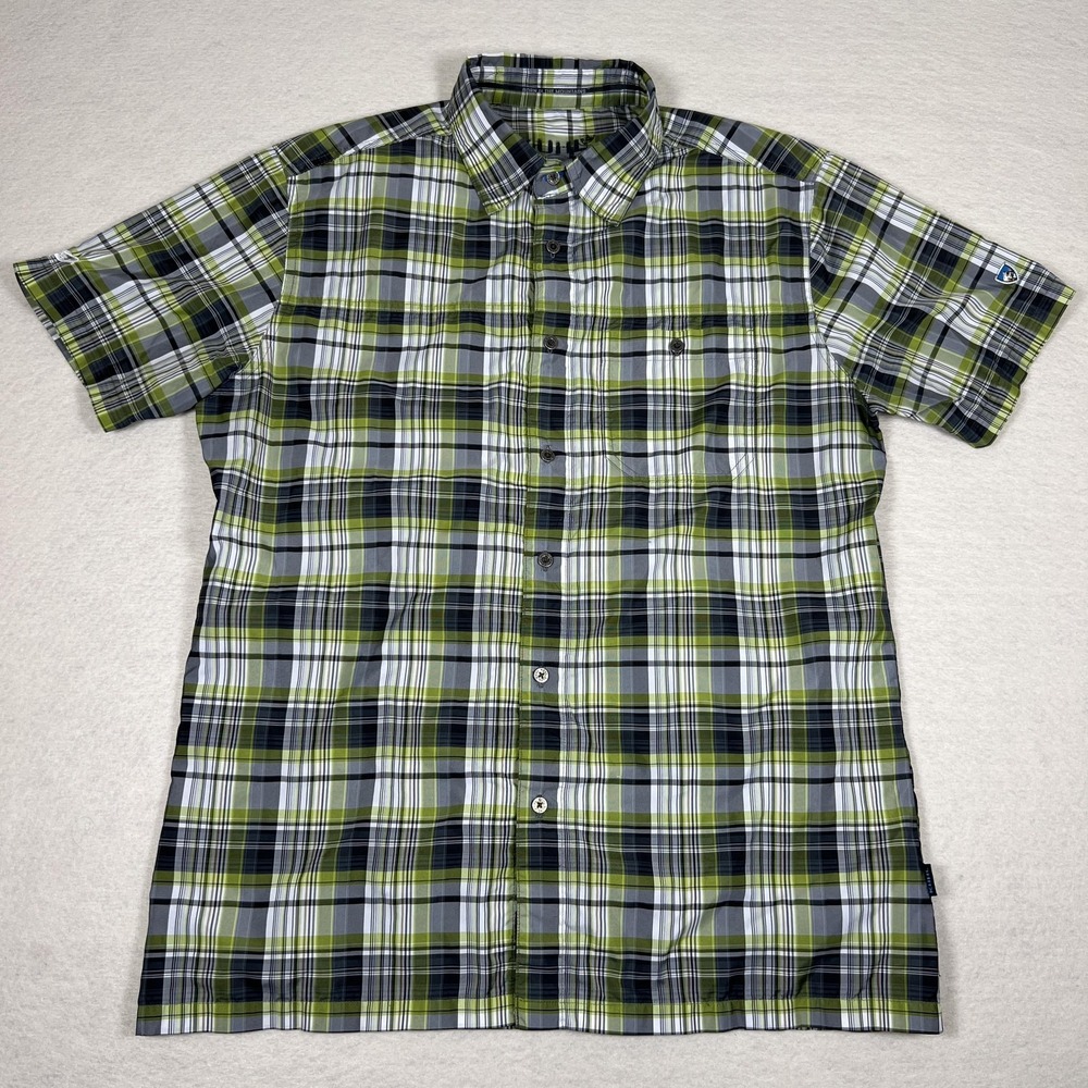 Kuhl Shirt Mens Medium Plaid Performance Outdoors Lightweight Lizard‎ Skins